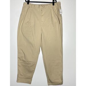 New GAP High Rise Pleated Washwell Khaki Tapered Pants Women's Plus Size 20
